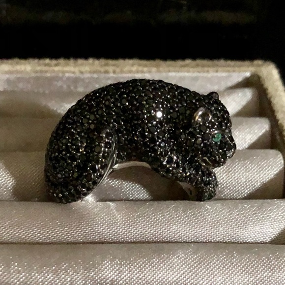 Park Avenue Collection Jewelry - Park Avenue Collection Sterling Silver 5.06ctw Black Spinel Panther Ring Size 8